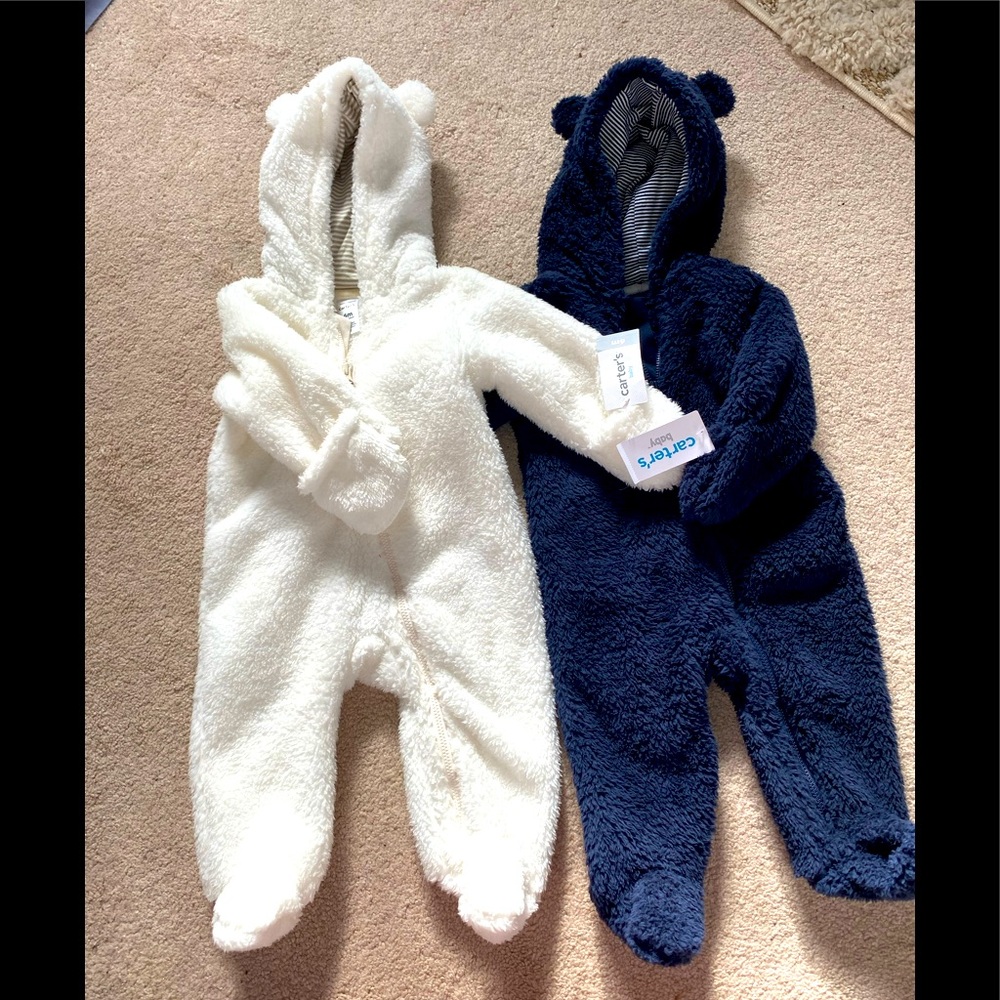 Carters Sherpa onsies 6m